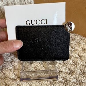 Gucci Black Leather Card Holder/Mirror